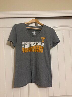 Tennessee Volunteers T Shirt Women's Medium Short Sleeve Fanatics Gray V Neck